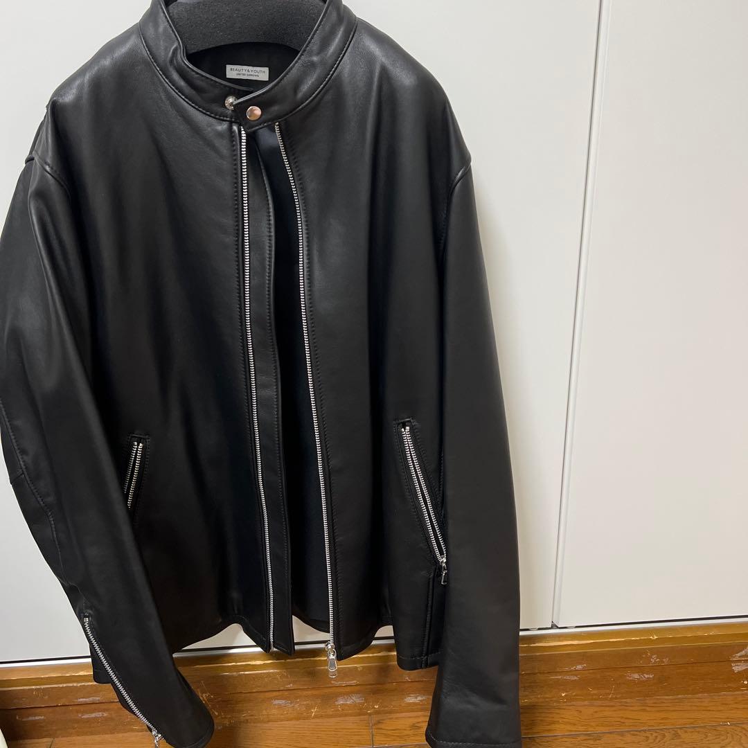 【美品】BEAUTY & YOUTHシープレザーシングルライダースジャケット