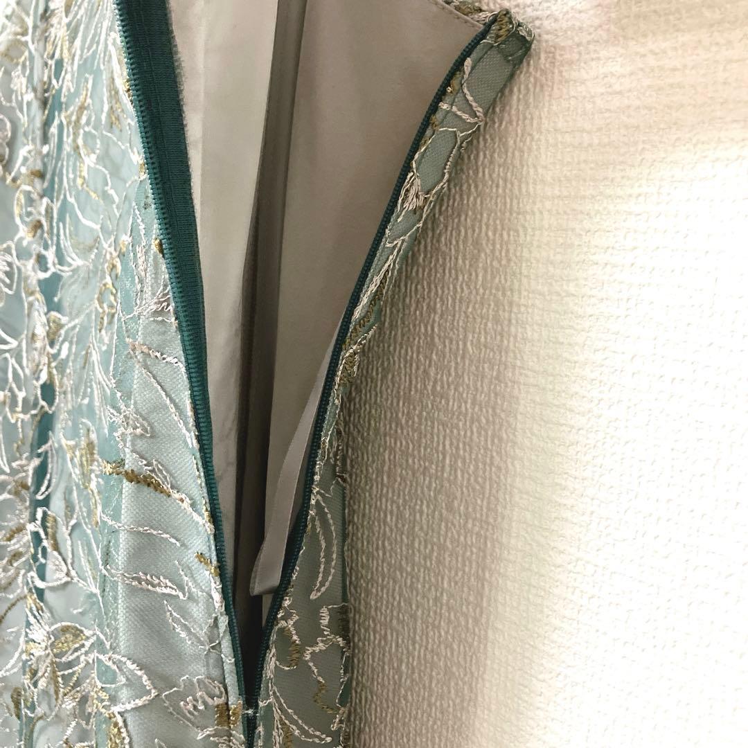 美品　人気　カナ　花柄刺繍 レースボレロ キャミワンピース ２点セット　グリーン