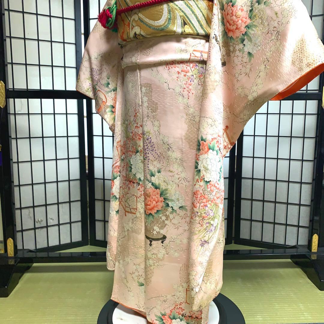 春*野様 【極美品】振袖　６点セット　三越謹製　吉祥文様　藤　花車　身丈167.