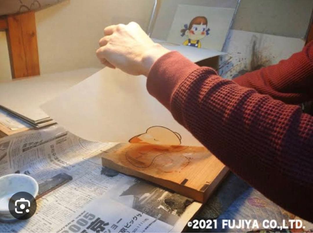 【新品/70枚限定】ミルキー70周年 江戸木版画 浮世絵 ペコちゃん 花柄