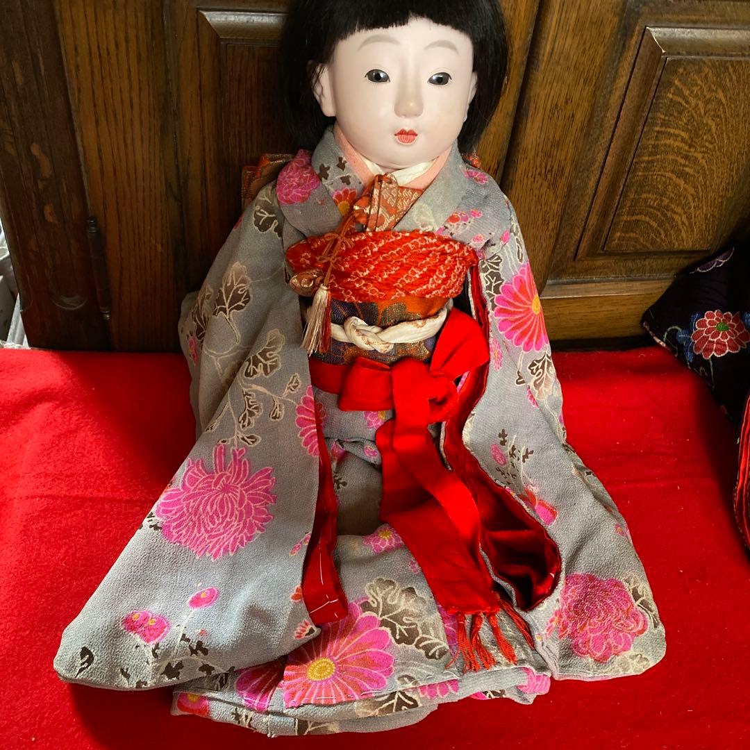 市松人形用着物　江戸縮緬　12号　４３ｃｍ位　帯セット　肌着　筥迫