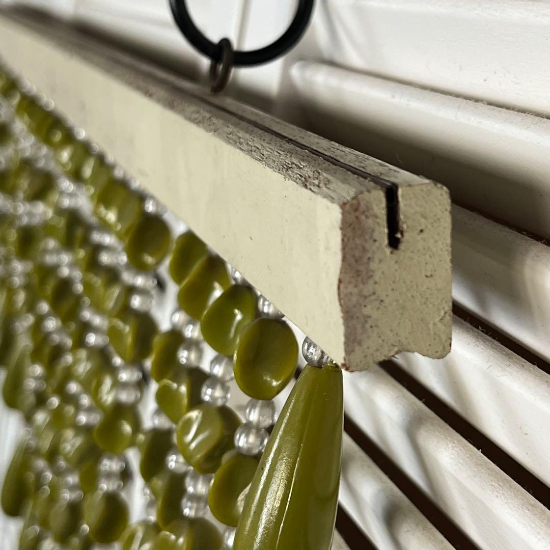 【昭和レトロ】珠のれん　カーキ　ビーズ　レトロポップ　当時物【匿名発送】