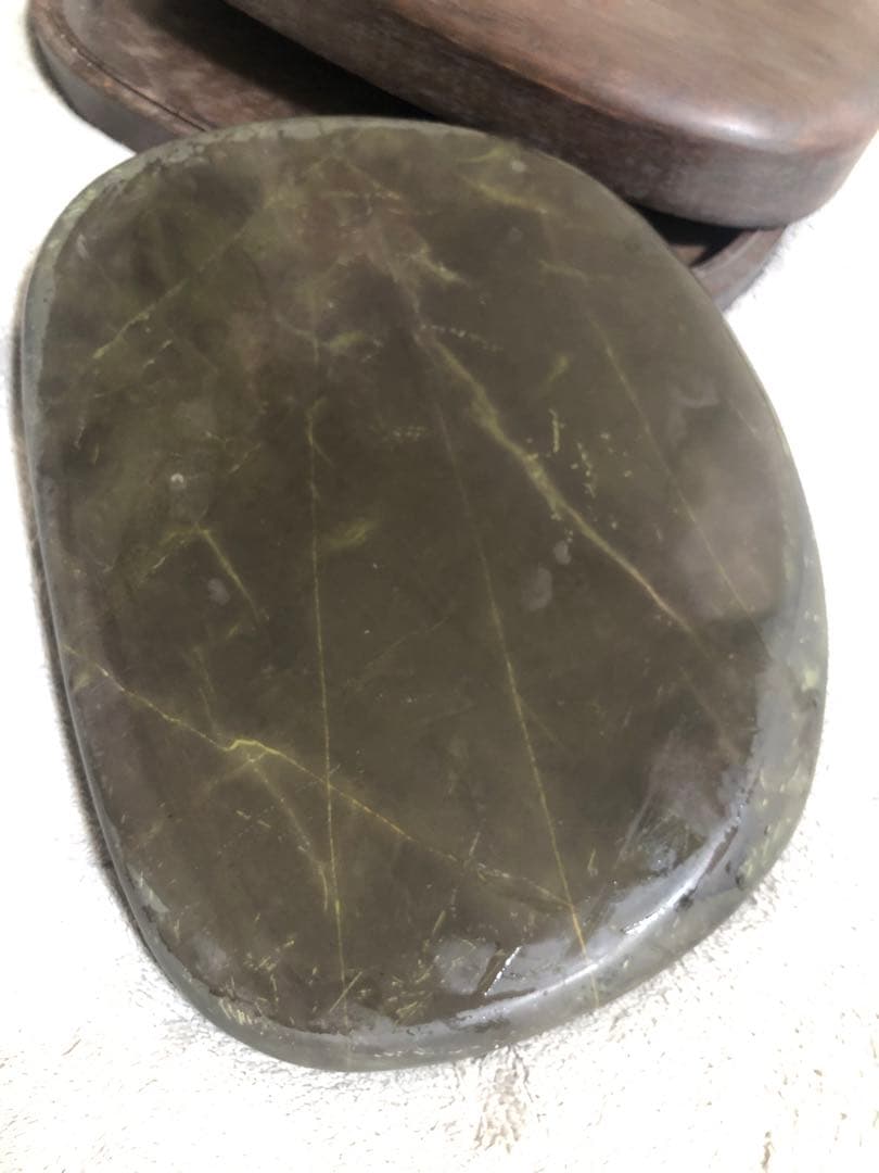 端渓硯 ◆老坑水巖・氷紋 青花・胭脂暈・金綫の極美石◆旧坑◆唐木箱◆10吋大型硯