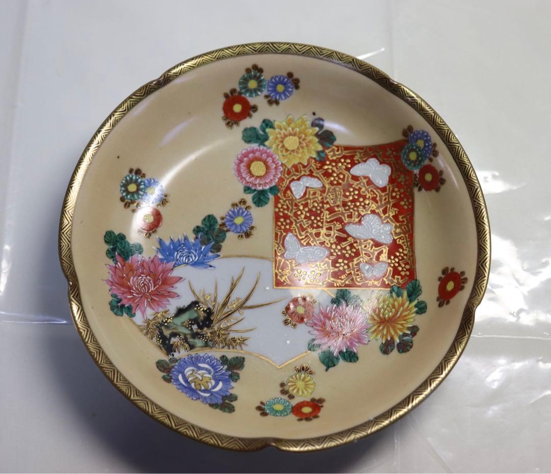 明治期　九谷焼　美山作　菓子器　送料込み1220