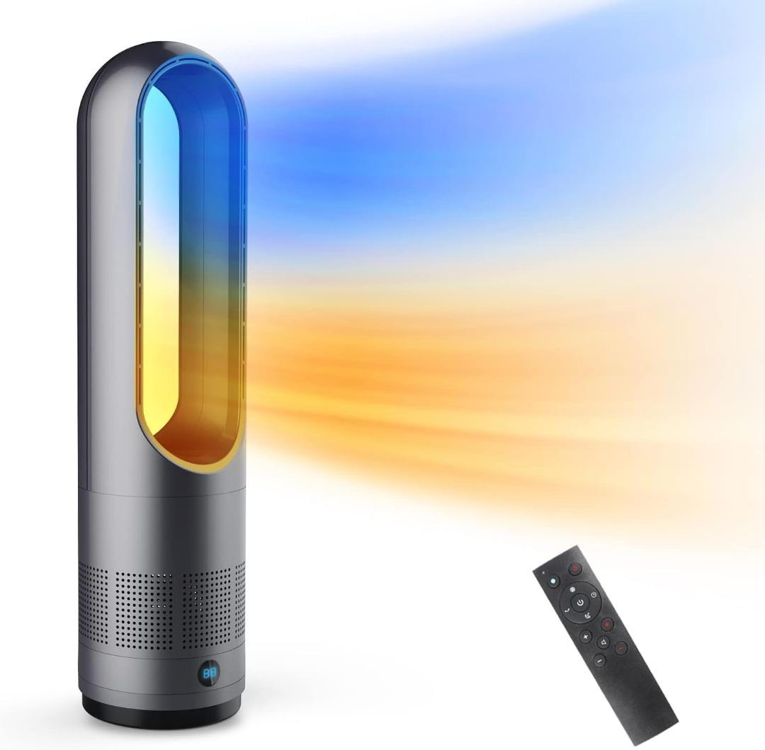 夏も冬も大活躍✨扇風機 羽なし タワーファン ８段階送風 3段階温風切替