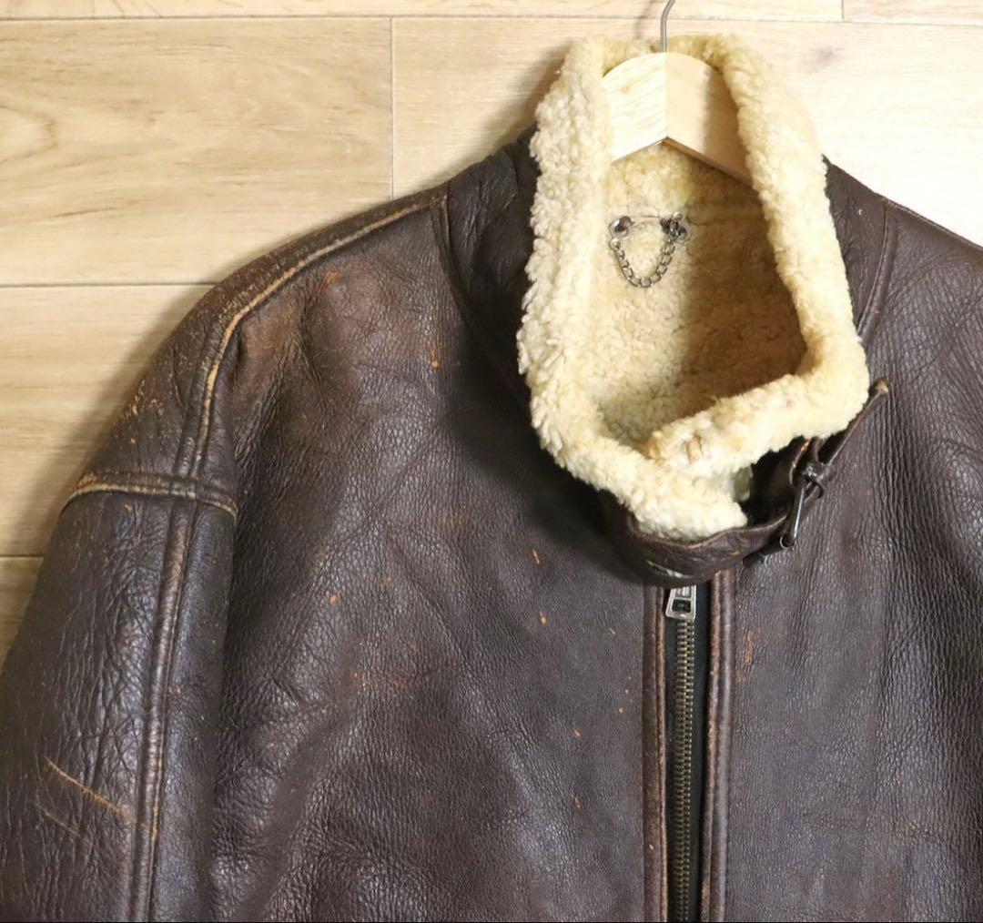 ムートンジャケット　B-3タイプ　本革　子羊革　レザージャケット　革ジャン