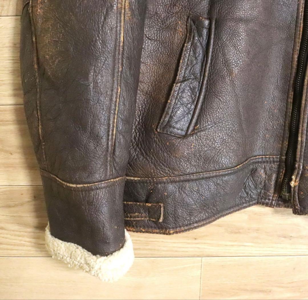 ムートンジャケット　B-3タイプ　本革　子羊革　レザージャケット　革ジャン