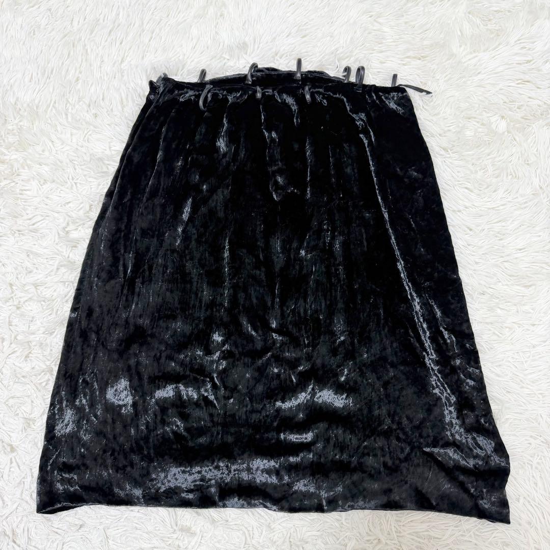美品 GUCCI シルク スカート 膝丈 ベロア L ブラック イタリア製