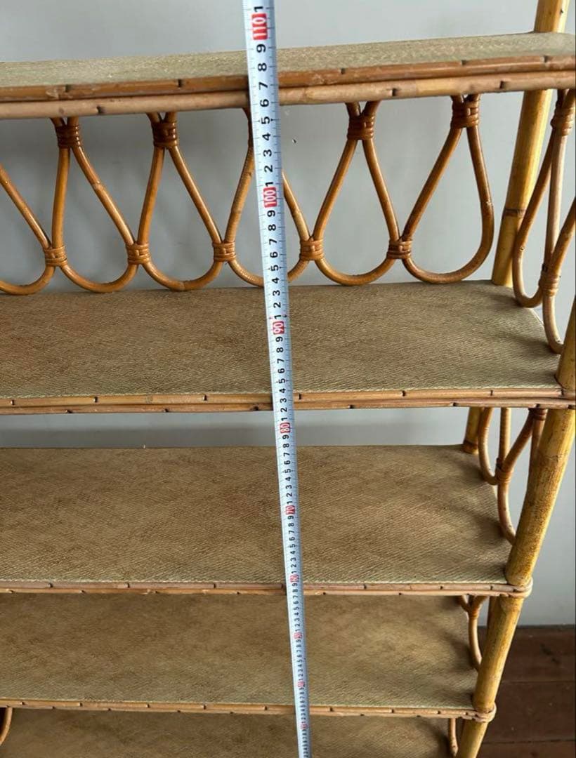 フランスアンティークラタン4段オープンシェルフ