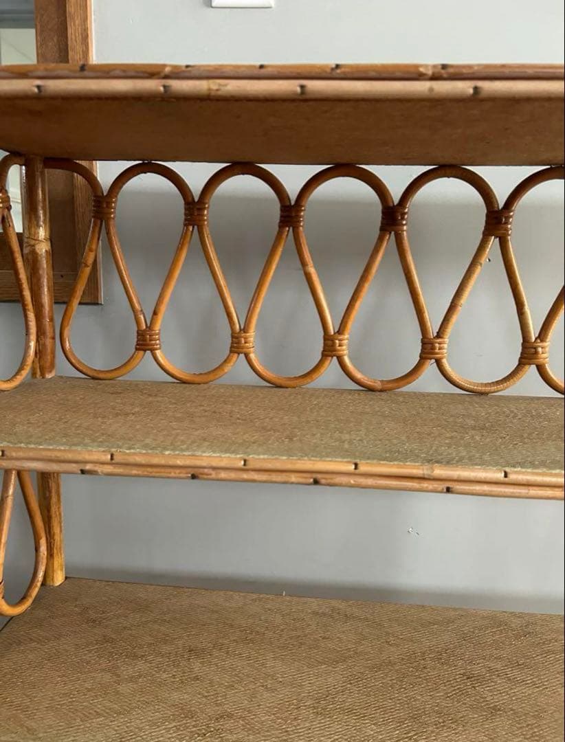 フランスアンティークラタン4段オープンシェルフ