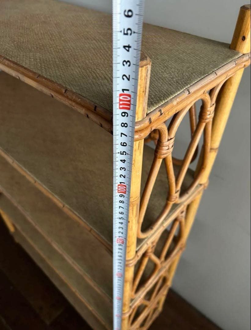 フランスアンティークラタン4段オープンシェルフ