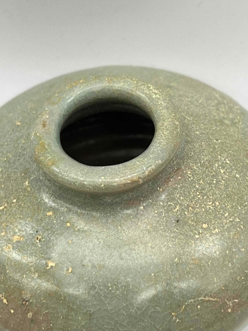 元時代 青磁 龍泉窯小壺　茶入　茶道具　水指 酒器 唐物　古物(F-97）