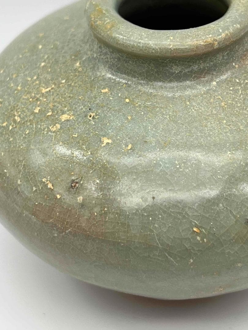 元時代 青磁 龍泉窯小壺　茶入　茶道具　水指 酒器 唐物　古物(F-97）