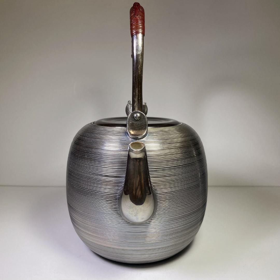 純銀製 ぼうすい 湯沸 糸巻摘 銀瓶 煎茶道具 純銀保証