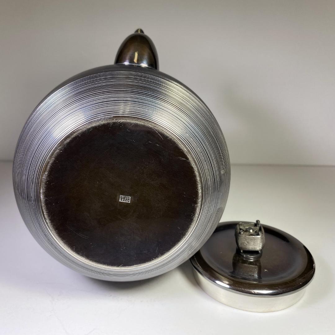 純銀製 ぼうすい 湯沸 糸巻摘 銀瓶 煎茶道具 純銀保証