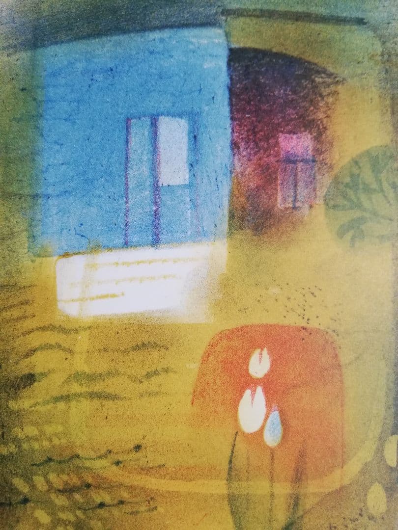 アート543　「窓」　チェコのリトグラフ(石版画)　インテリアアート