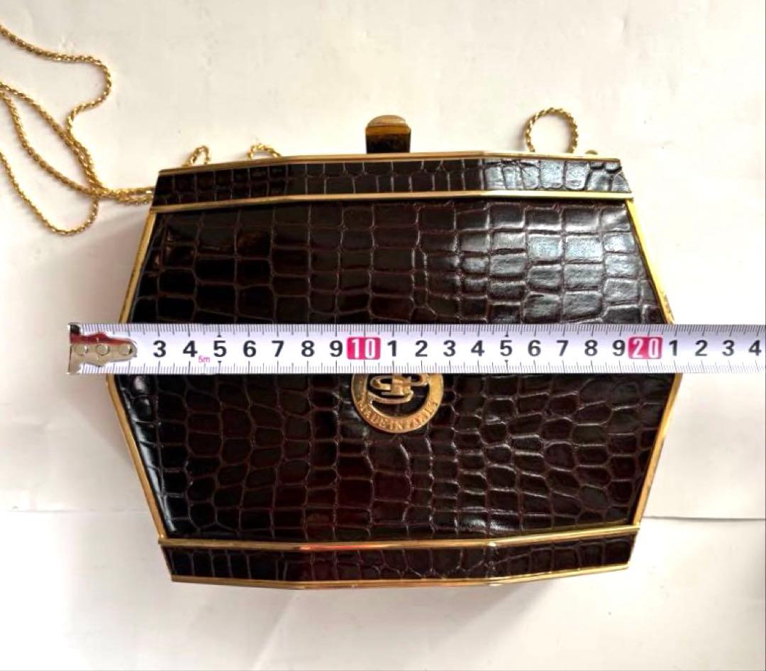 クロコダイル風ダークブラウンバッグ　パーティー