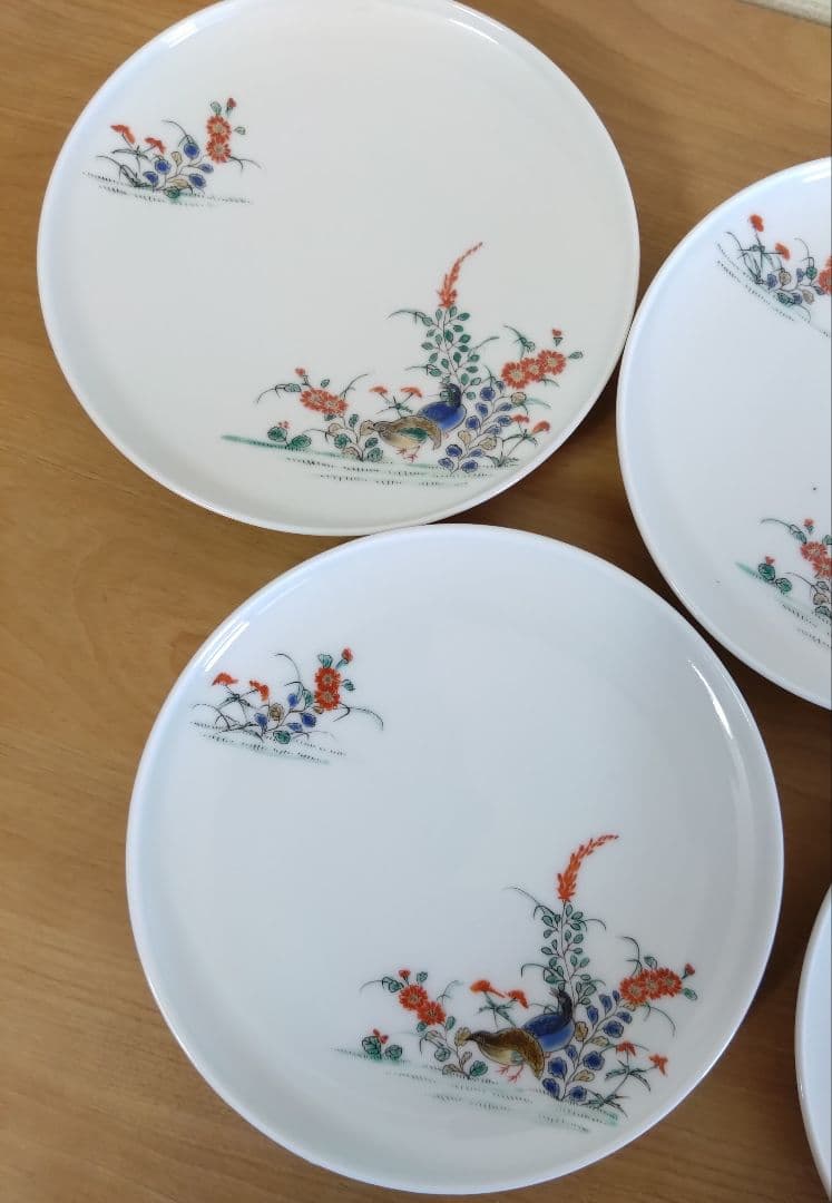 十二代酒井田柿右衛門　錦手　菓子皿　5枚揃い　柿右衛門