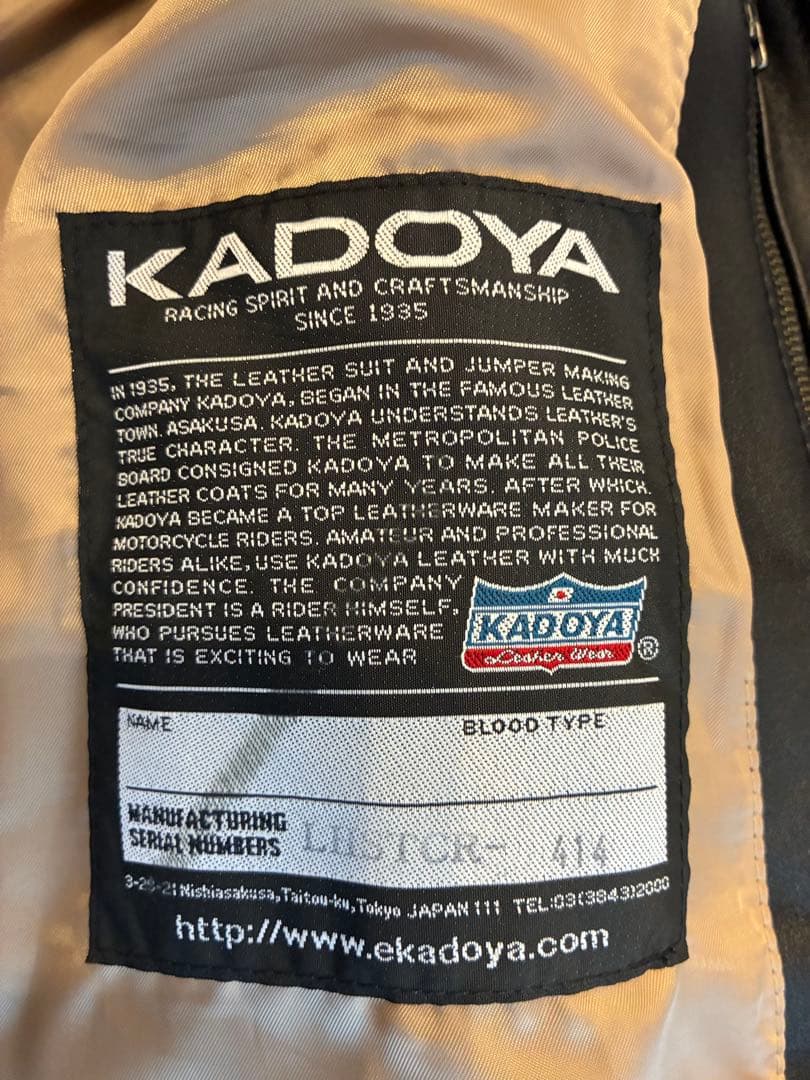 KADOYA K'S LEATHER TCR シングルライダース　Mサイズ