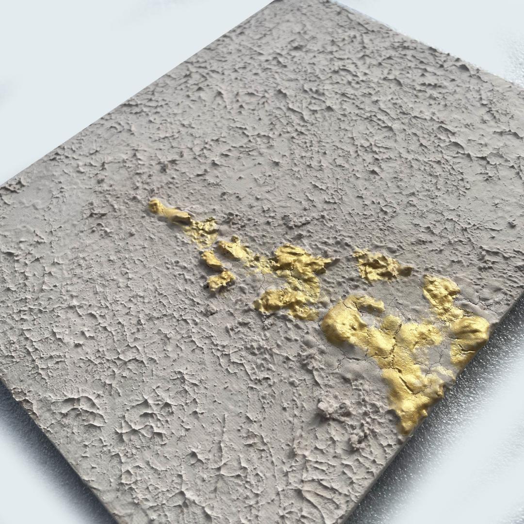 金とベージュの現代アート｜絵画　抽象画　テクスチャ―アート　北欧　壁掛け　パネル