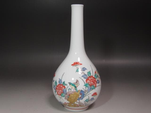 ☆　14代酒井田柿右衛門　錦牡丹鳥一輪生　☆y527