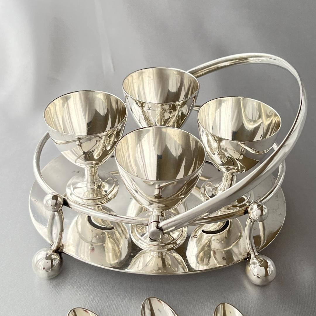 【Walker & Hall】 アールデコ エッグセット エッグカップ