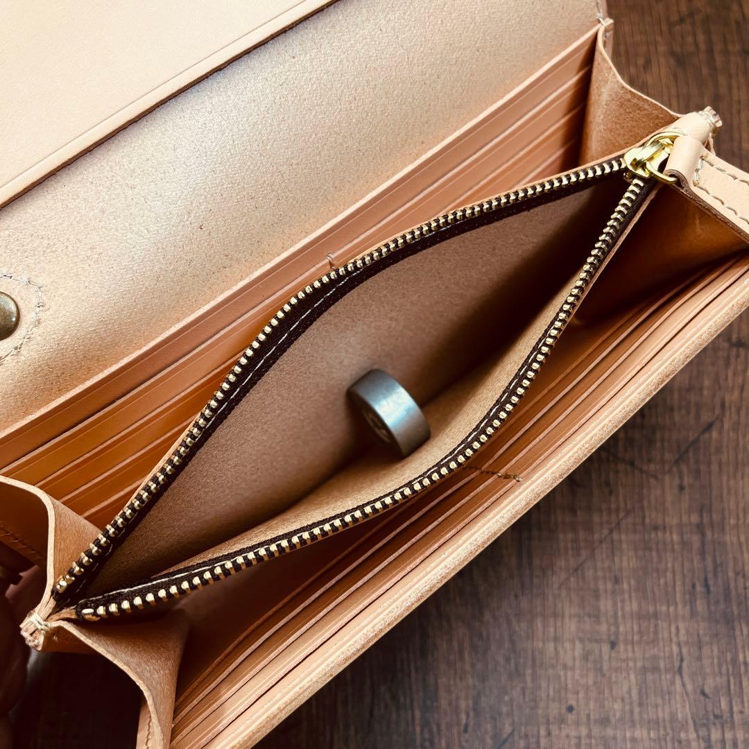 メンズ財布 長財布 ラウンドファスナー ヌメ革 ロングウォレット 栃木レザー