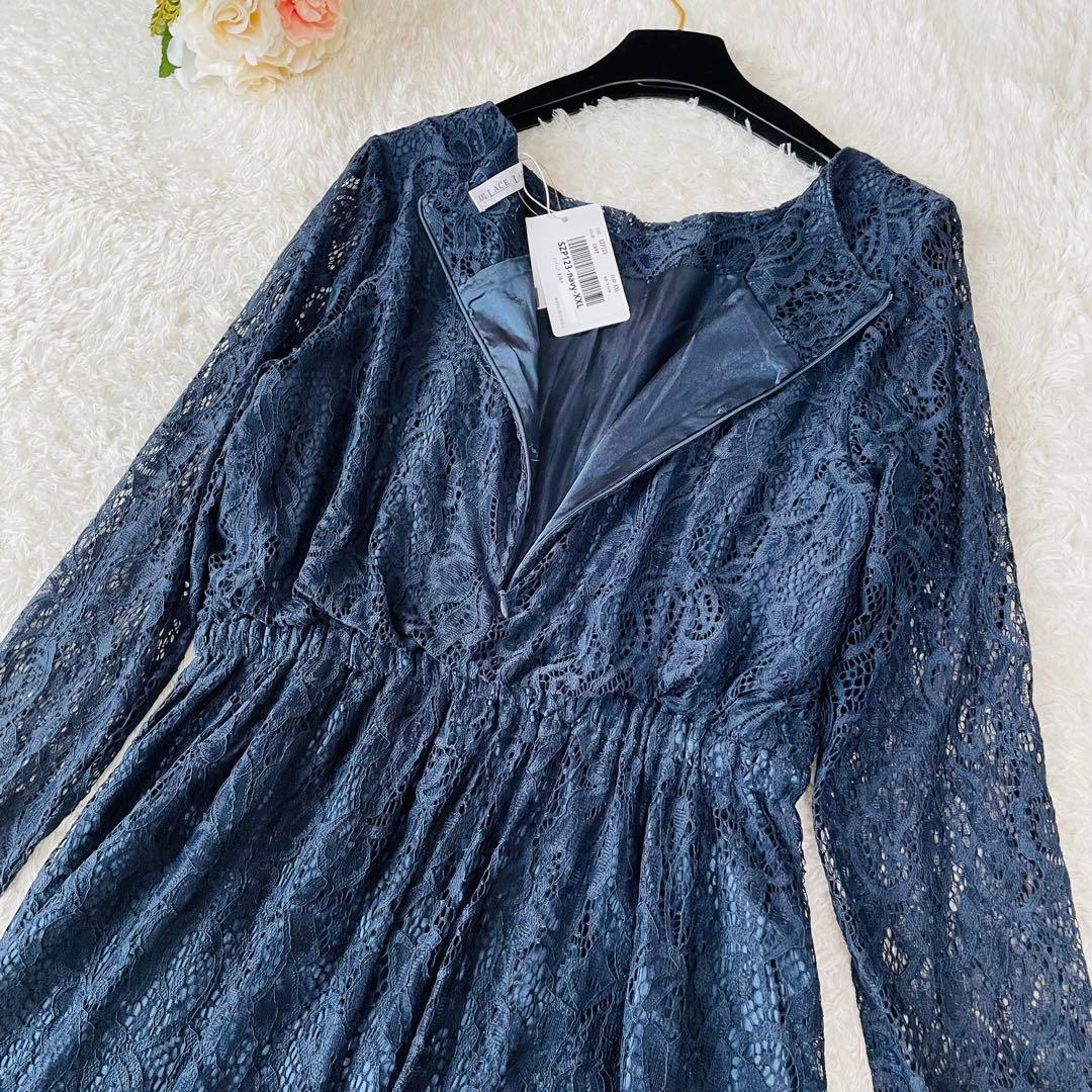 新品タグ付✨大きいサイズ✨マザーズドレス　マキシ丈　結婚式　ネイビー　XXL