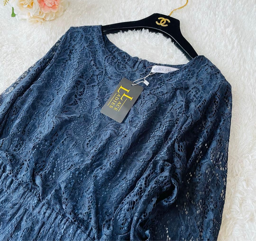 新品タグ付✨大きいサイズ✨マザーズドレス　マキシ丈　結婚式　ネイビー　XXL