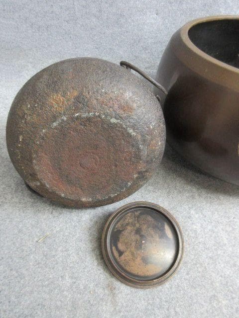 鉄製茶釜唐銅面取風炉野々田式炭型100V600W電熱器付き [B32664]