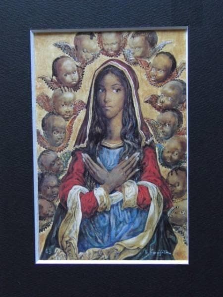 藤田嗣治、【マドンナ】、希少な限定額装用画集画、新品高級額 額装付