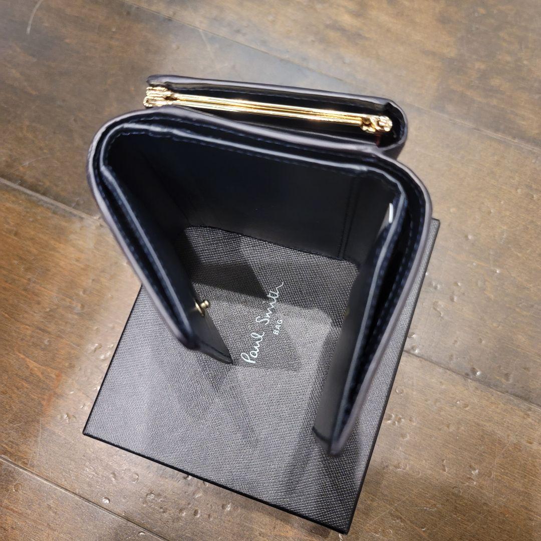 ギフト対応可能　ポールスミス　正規品　インセットマルチ　がま口　折り財布　紺