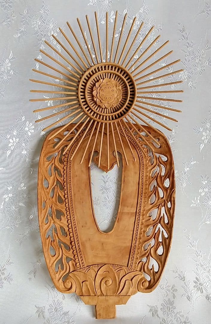 光背のみ#549 立像6.0寸用 放射光 火焔 透し彫◆白檀 木彫 仏像付属品