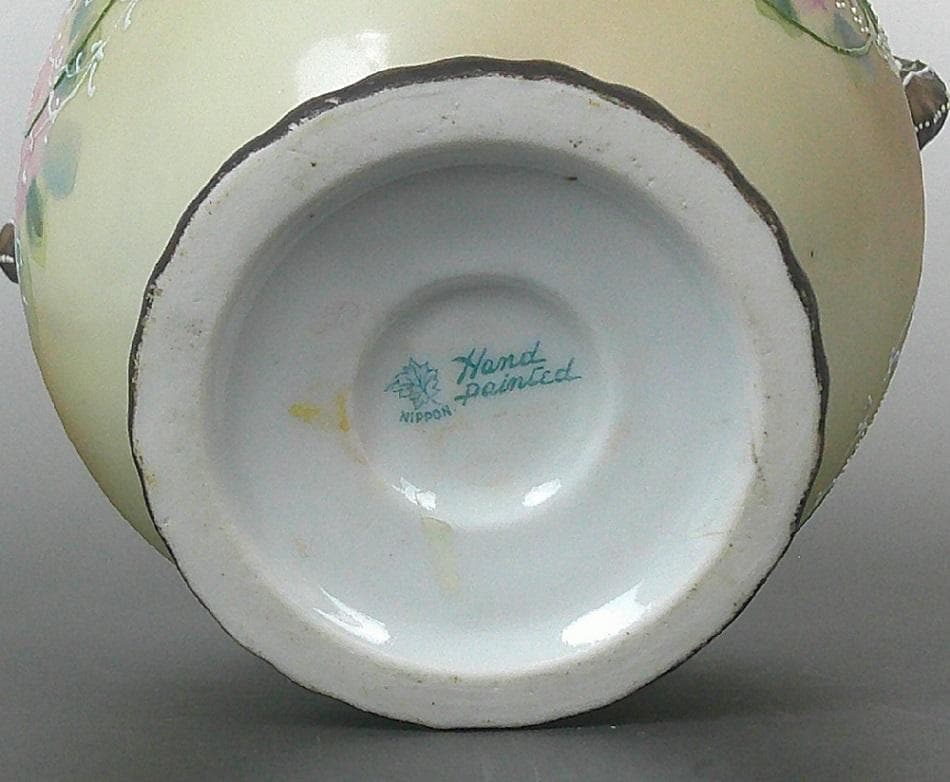 明治 オールドノリタケ バラ盛り上げ花瓶