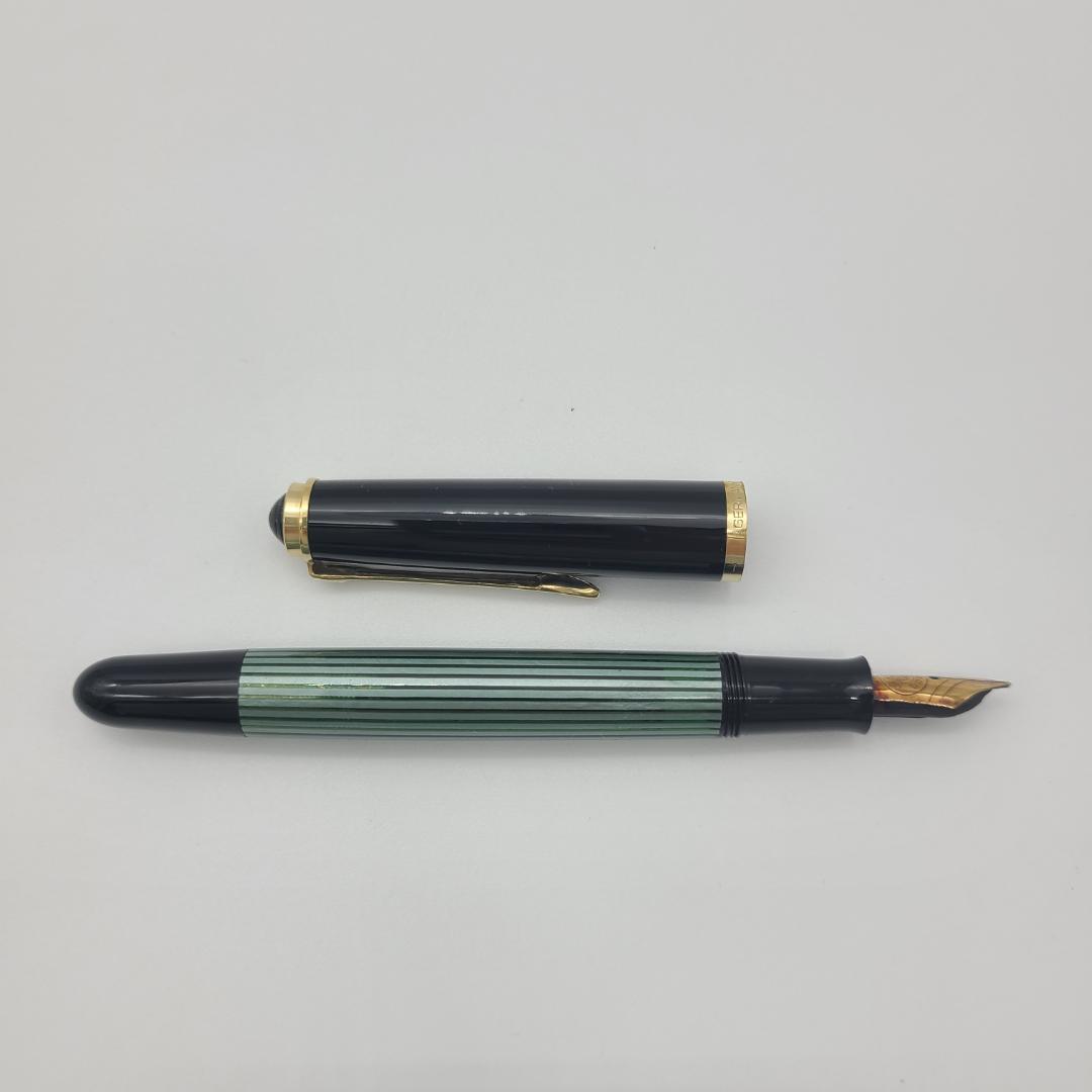 ペリカン万年筆　400nn　ストライプ　14K 　緑縞　M