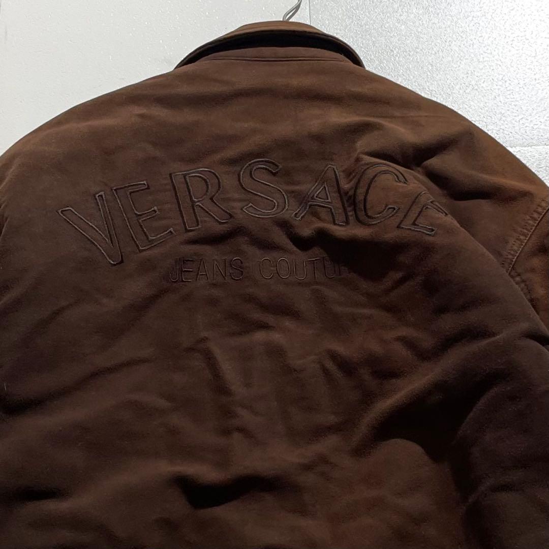 入手困難✨ ヴェルサーチ ボンバージャケット ブルゾン 背面ロゴ刺繍 ブラウン