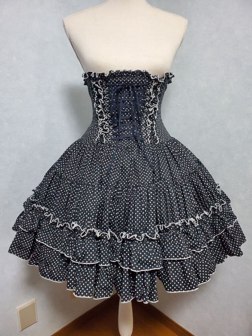 ATELIER-PIERROT ドットコルセットスカート 黒×白