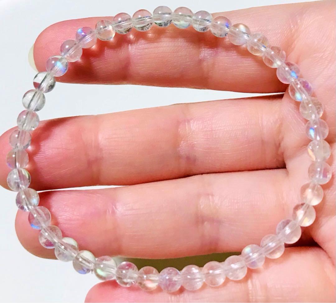 天然石　５A レインボームーンストーン　ホワイトラブラドライト　ブレスレット