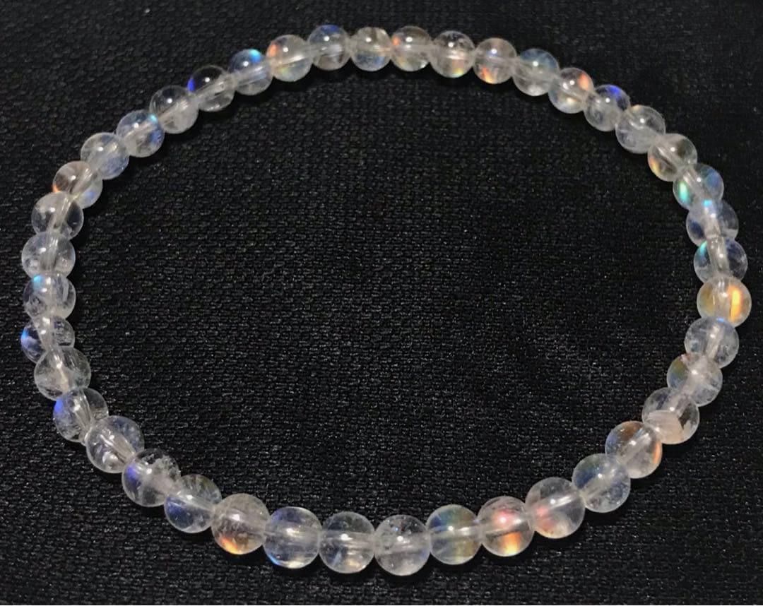 天然石　５A レインボームーンストーン　ホワイトラブラドライト　ブレスレット