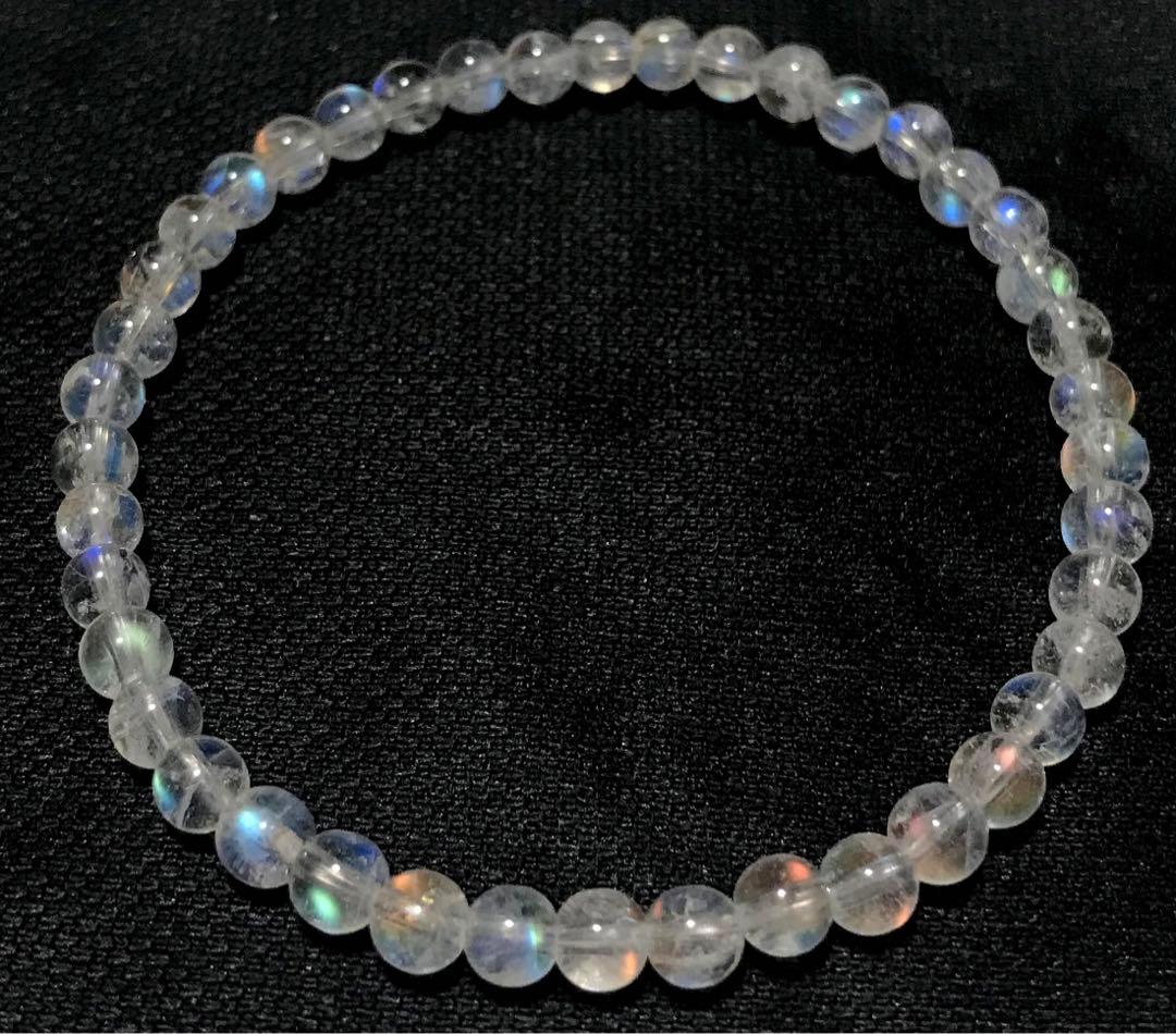 天然石　５A レインボームーンストーン　ホワイトラブラドライト　ブレスレット