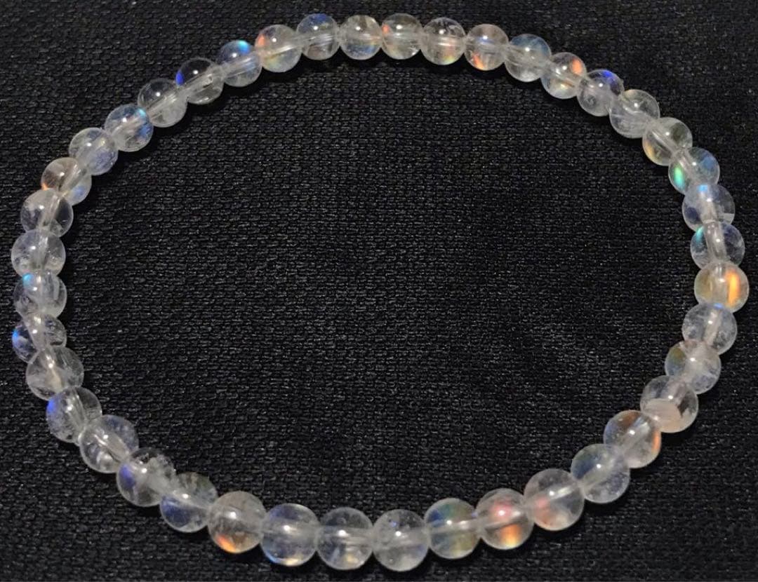 天然石　５A レインボームーンストーン　ホワイトラブラドライト　ブレスレット