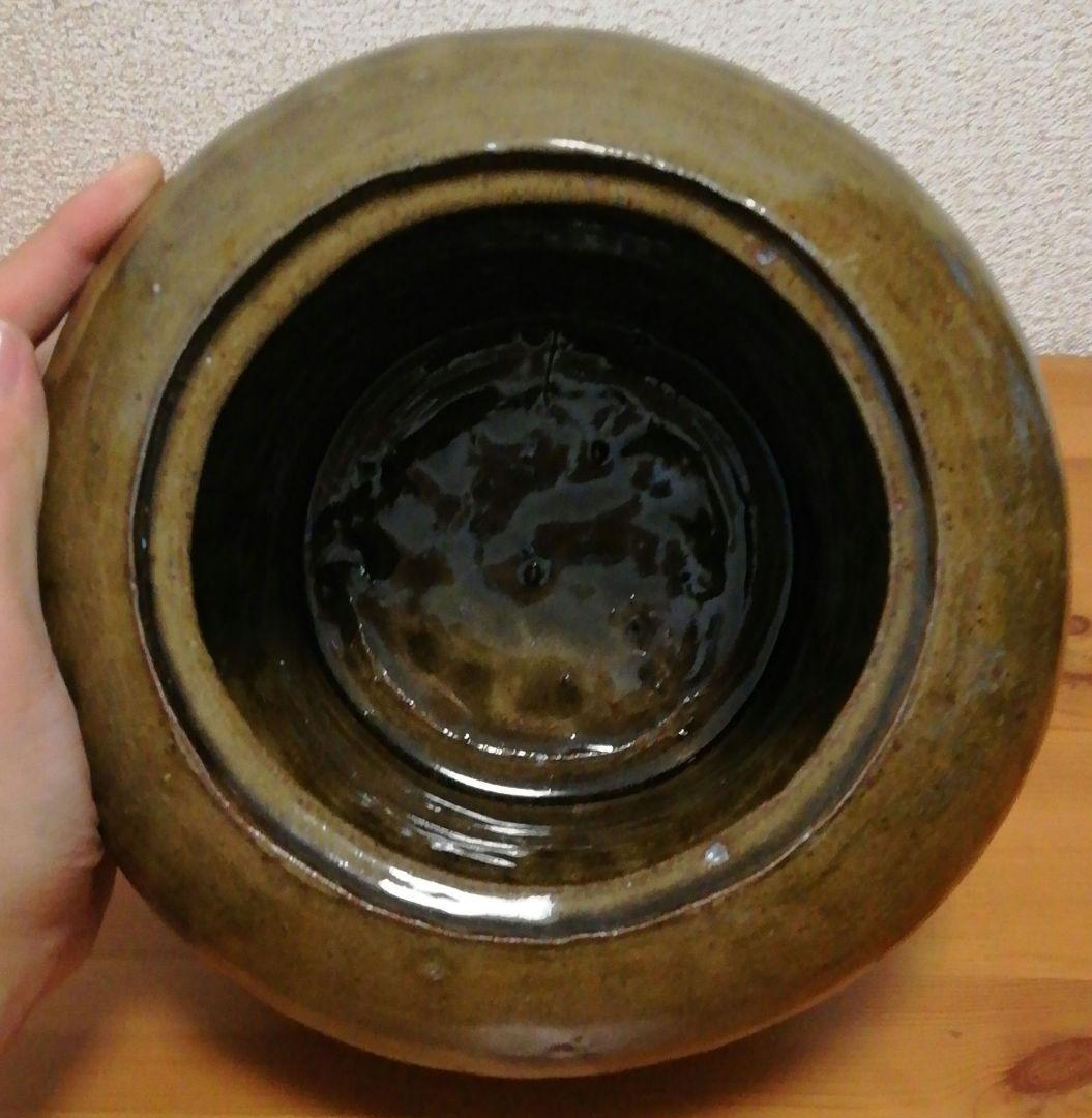 中里太亀作　唐津焼　黄唐津　水指　共箱　略歴付　茶道具