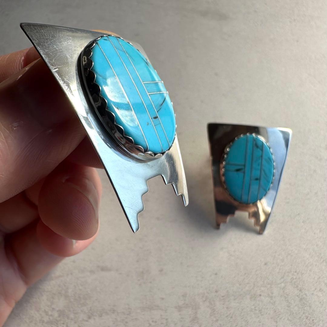 ヴィンテージ！Silver Inlaid Howlite Studs ピアス