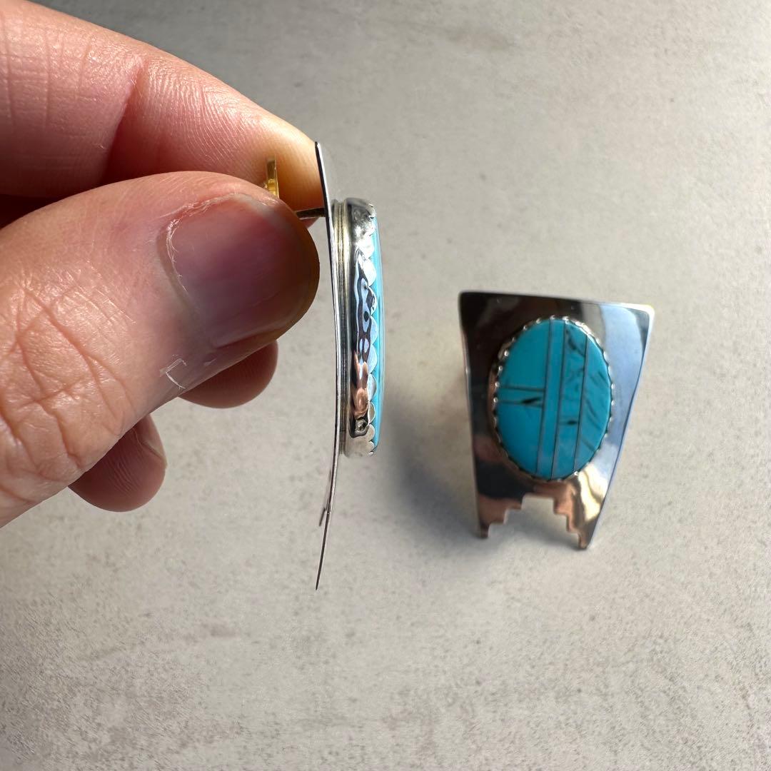 ヴィンテージ！Silver Inlaid Howlite Studs ピアス