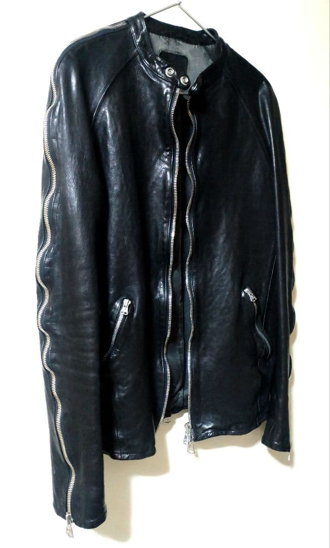 ISAMU KATAYAMA ジャパンカーフ ジップデザインライダースジャケット