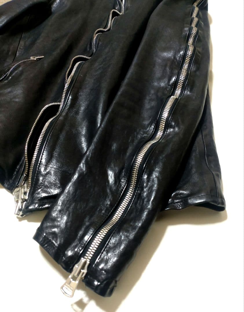 ISAMU KATAYAMA ジャパンカーフ ジップデザインライダースジャケット