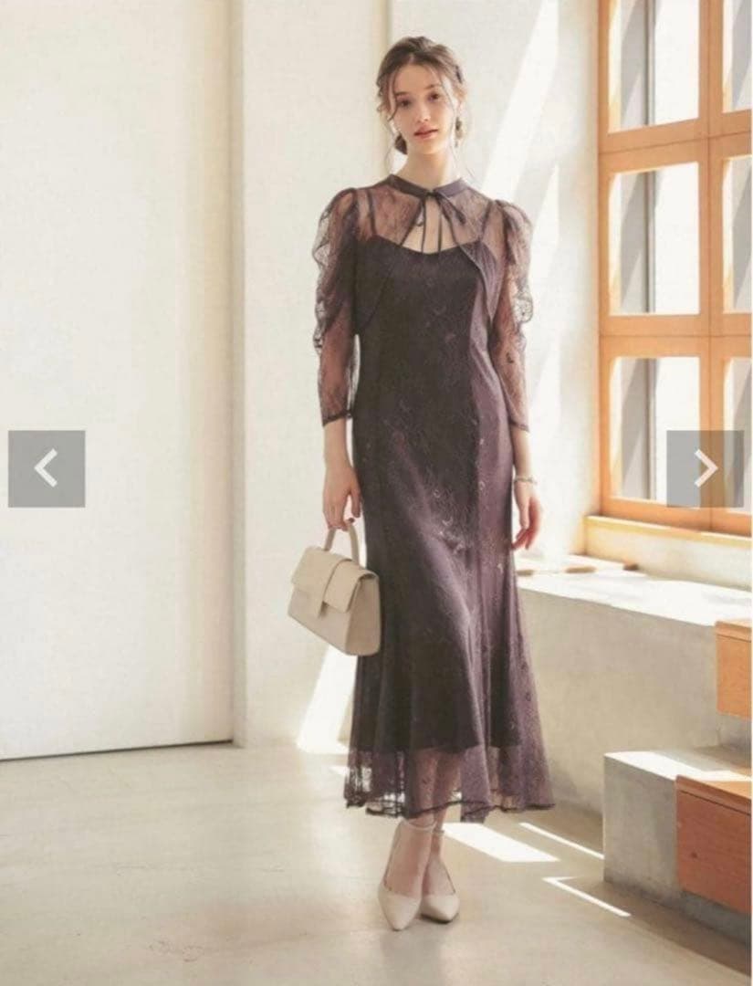 新品未使用　Dorry Doll ボレロレイヤーレースドレス　チャコールグレー