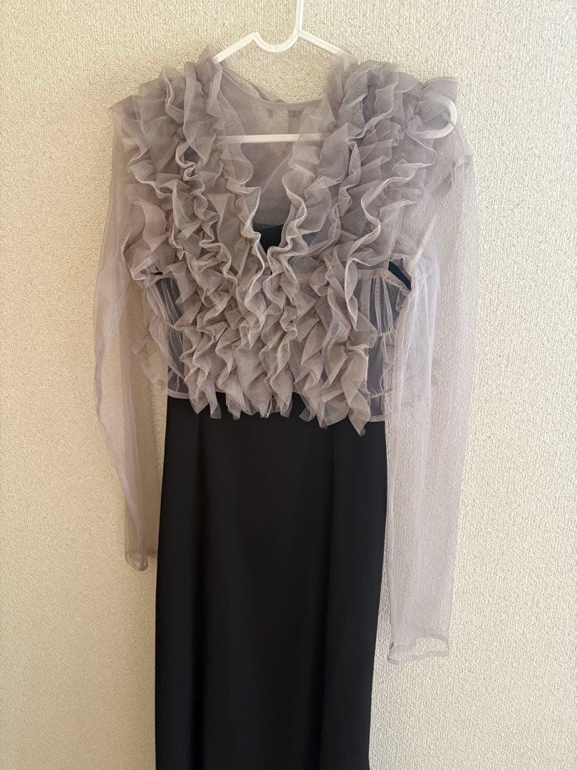 Kana チュールフリル ベストシアートップス ワンピース 3点セットドレス