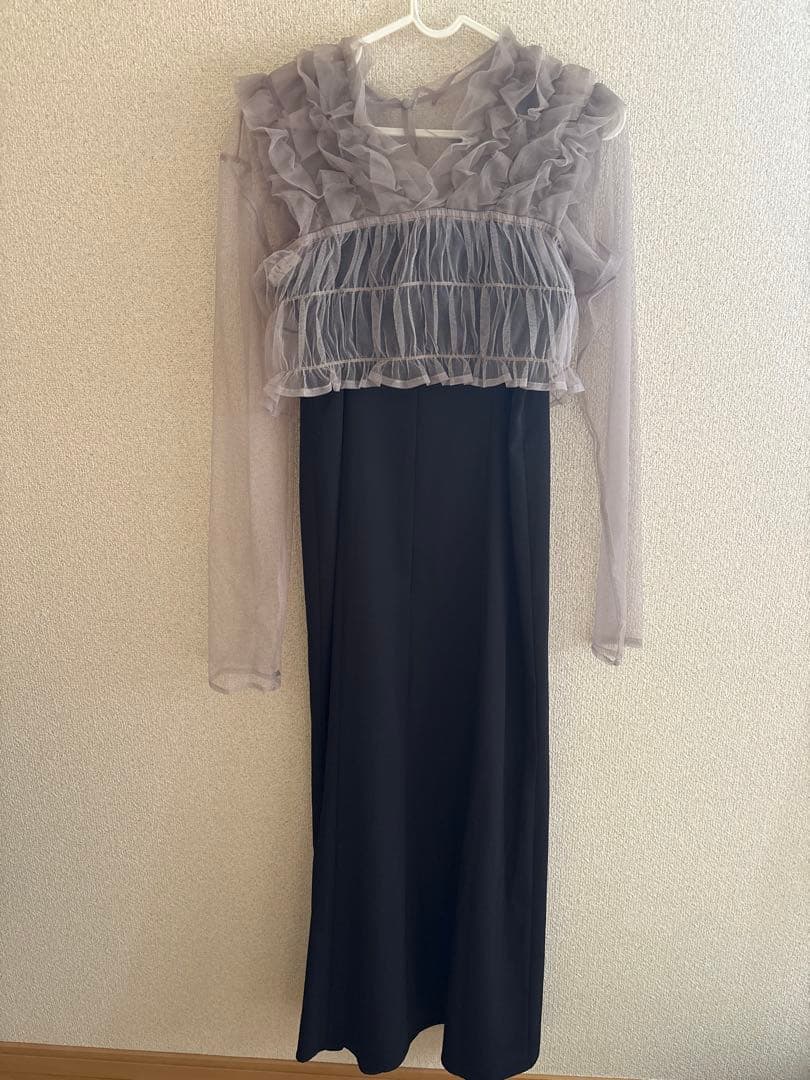 Kana チュールフリル ベストシアートップス ワンピース 3点セットドレス