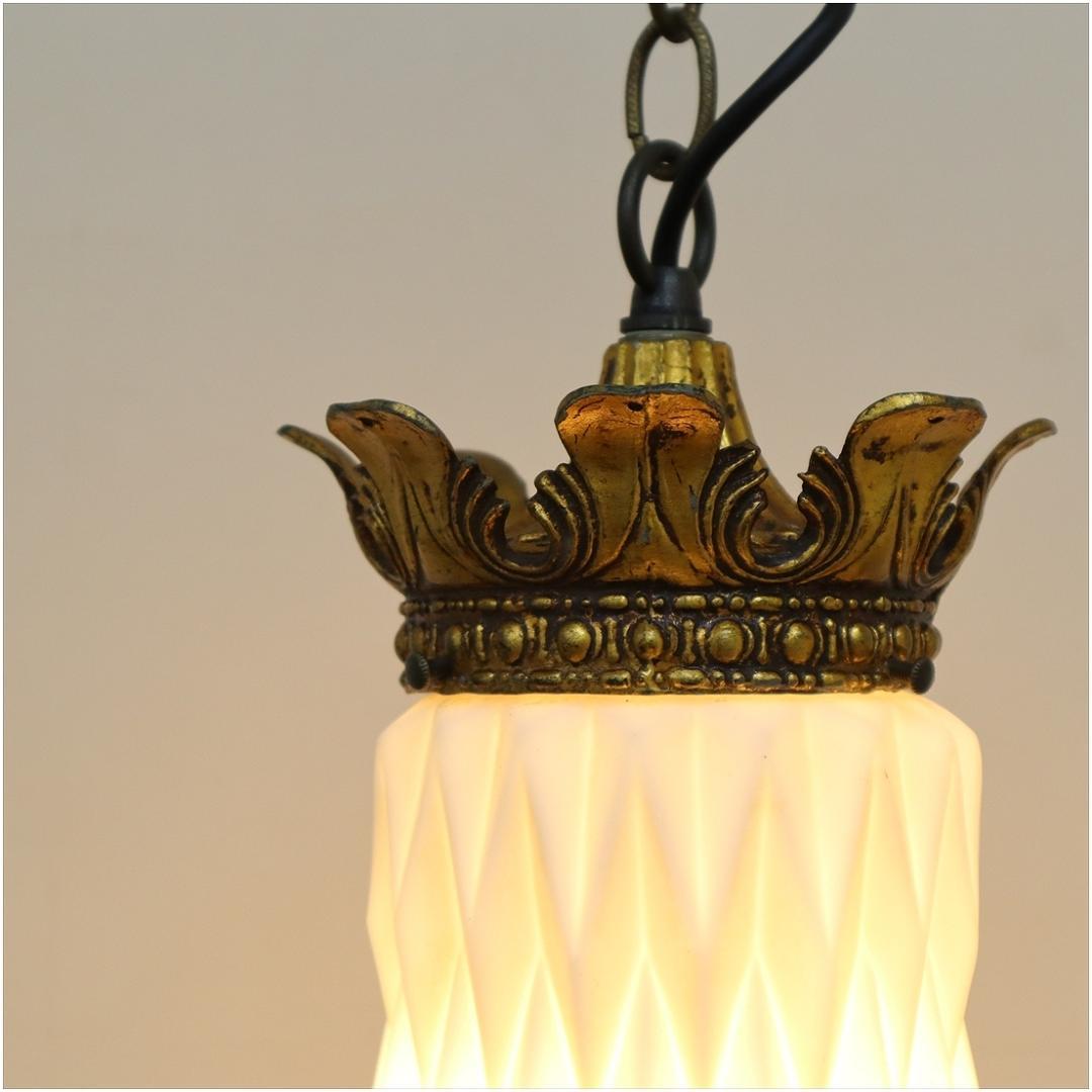 アンティーク調 ガラス ペンダントライト ランプ シェード 真鍮 アールヌーボー